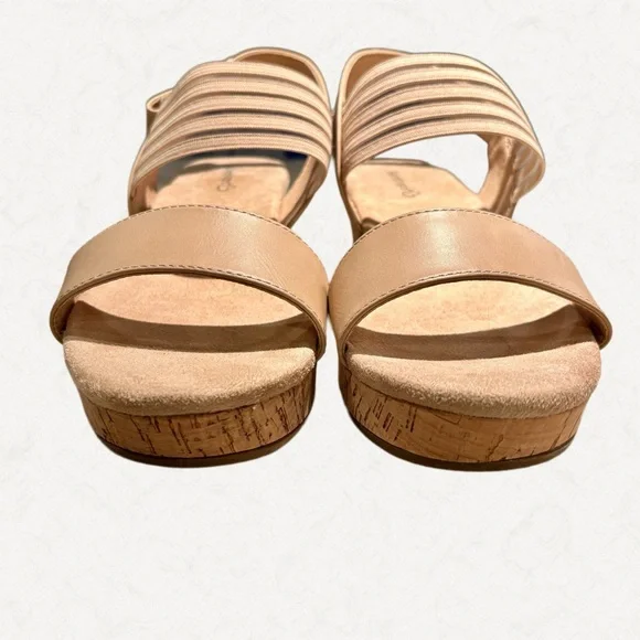 Baretraps Tan Wedge Sandals Size 8W • NWOT • Comfort Linen Straps - Picture 4 of 8